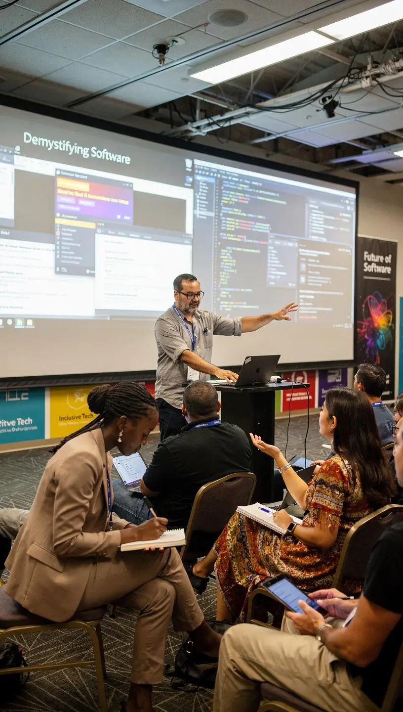 Photo of a welcoming workspace featuring a computer with accessible tech tools.