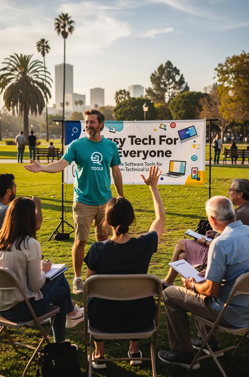 User-friendly laptop screen displaying step-by-step software tutorial for beginners.