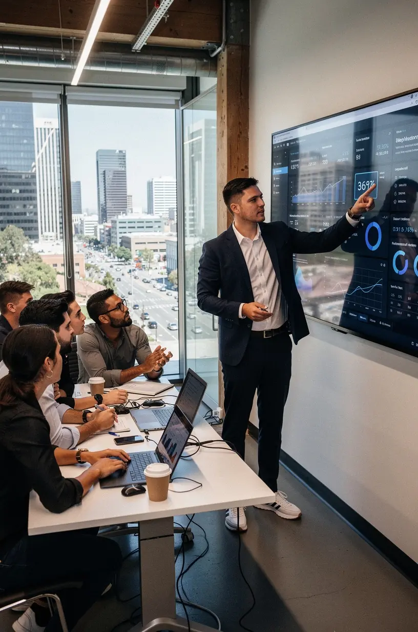 Illustration of a person confidently navigating a mobile app with simple instructions.